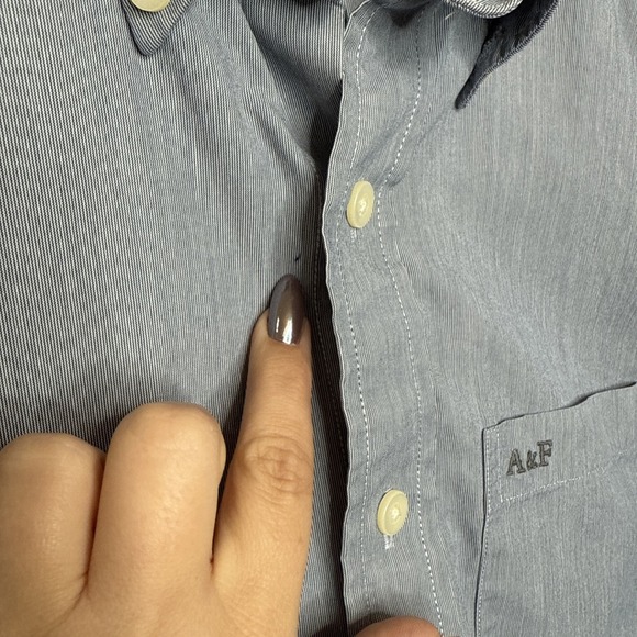 Y2K Abercrombie & Fitch Muscle Button Down Shirt Men's Medium Blue Preppy Office - Picture 4 of 10